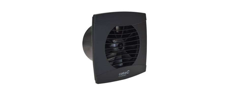 Cata Cata UC-10 Timer fekete ventilátor utószellőztető funkcióval, pillangószeleppel Axiális szellőztető ventilátor