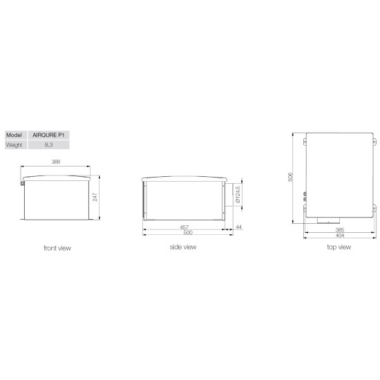 Aerauliqa Aerauliqa AIRQURE p1-N légbevezető ventilátor Axiális szellőztető ventilátor