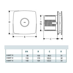 Cata Cata X-Mart 12 ventilátor beépített pillangószeleppel Axiális szellőztető ventilátor