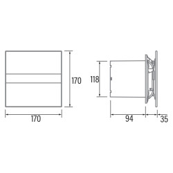 Cata Cata E-120G ventilátor üveg előlappal, fehér Axiális szellőztető ventilátor