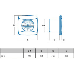 Cata Cata UC-10 STD fekete ventilátor, pillangószeleppel Axiális szellőztető ventilátor