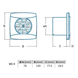 Cata Cata UC-8 STD fehér ventilátor Axiális szellőztető ventilátor