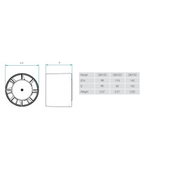 Aerauliqa Aerauliqa QIN-100T ventilátor, csőbe dugható, utószellőztető funkcióval Axiális szellőztető ventilátor