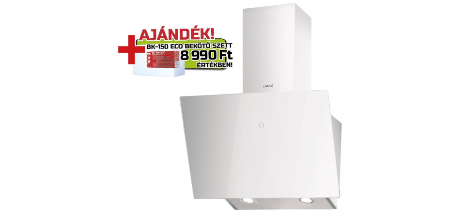 Cata Cata - Páraelszívó LENA 600 XGWH fehér + BK150 ECO bekötő szett Kürtős páraelszívó